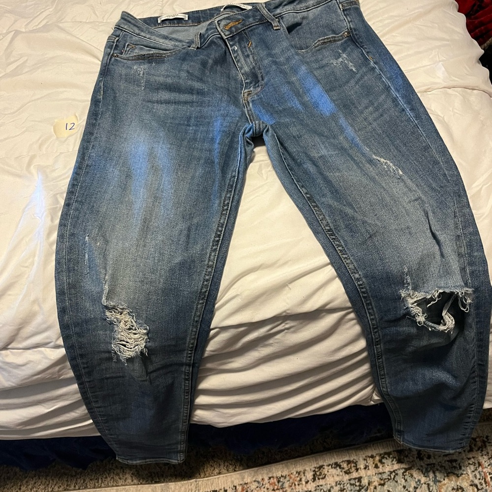Vigoss Blue Boyfriend Jeans Distressed Relaxed Fit